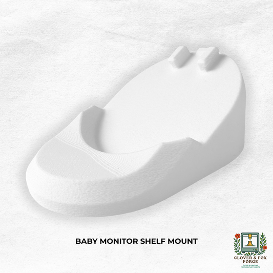 VTech Baby Monitor Shelf Mount | Angled | BM5750HD & More - White angled shelf mount for baby monitors.