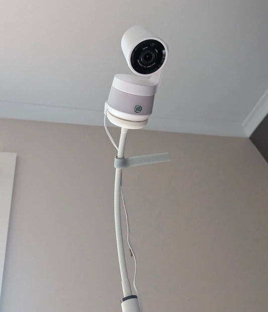 LeapFrog Baby Monitor Mount Adapter | LF920HD & LF925HD | 1/4" Thread mounted on a flexible gooseneck.
