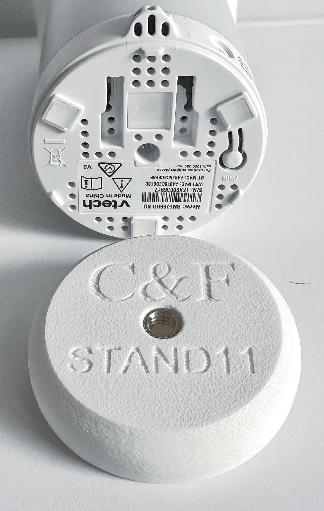 VTech Baby Monitor Mount Adapter | BM5200N & More | 1/4" Thread bottom view showing mounting interface and adapter base.
