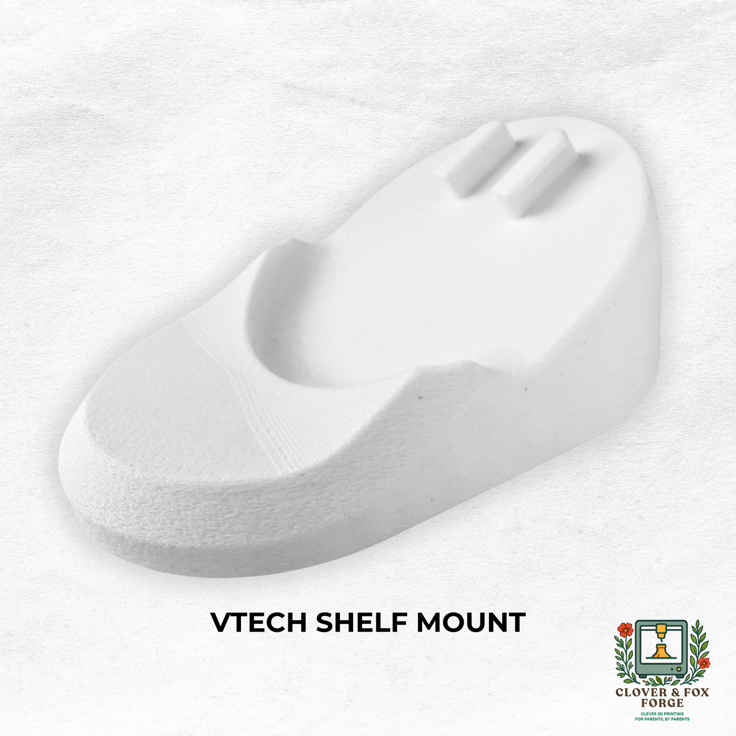 VTech Baby Monitor Shelf Mount | Angled | BM5200N & More - A white angled shelf mount for baby monitors.