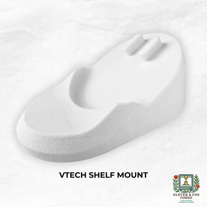 VTech Baby Monitor Shelf Mount | Angled | BM5200N & More - A white angled shelf mount for baby monitors.