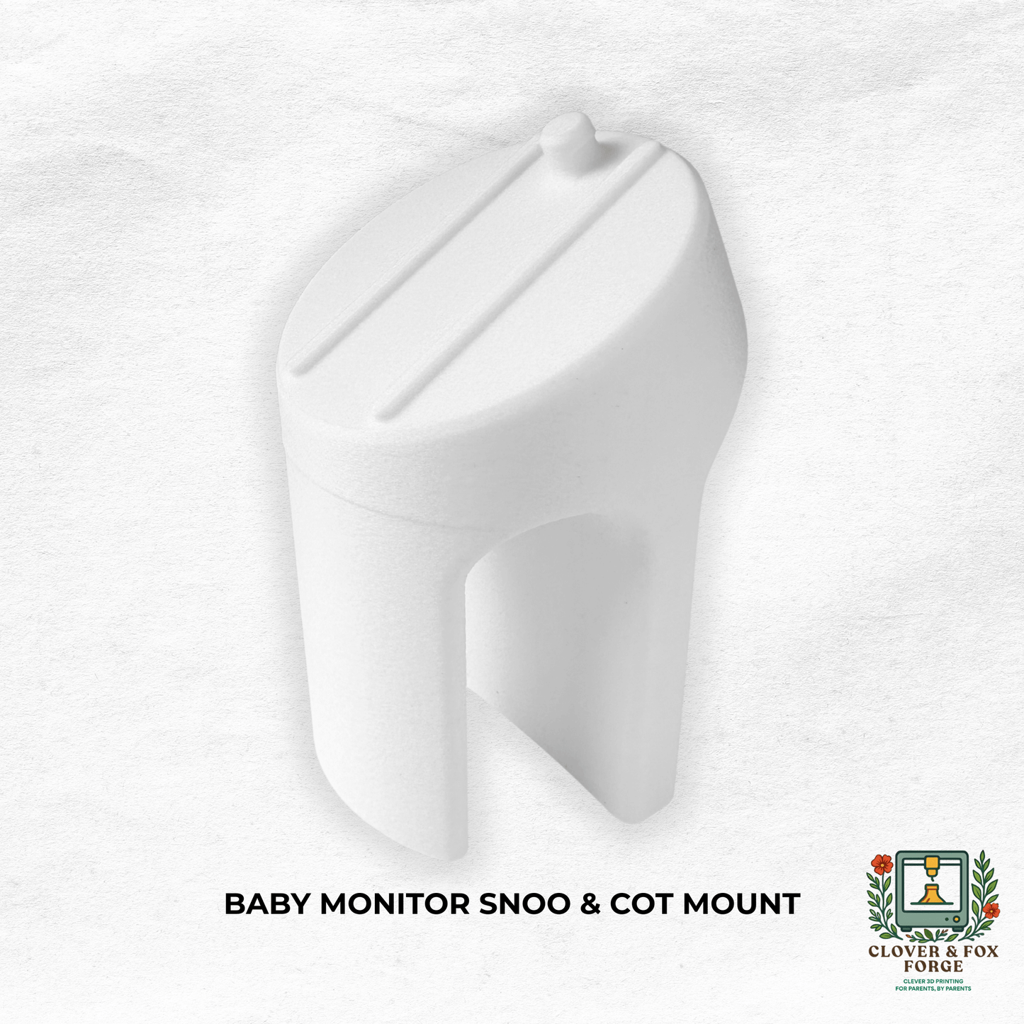 Infant Optics Baby Monitor Snoo & Cot Mount | DXR-8 + DXR-8 Pro - White mount for safe baby monitoring.