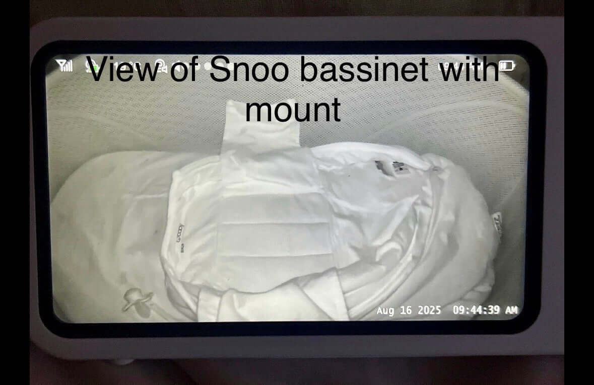 View of Snoo bassinet with HelloBaby Baby Monitor Snoo & Cot Mount | HB6550 for secure monitoring.