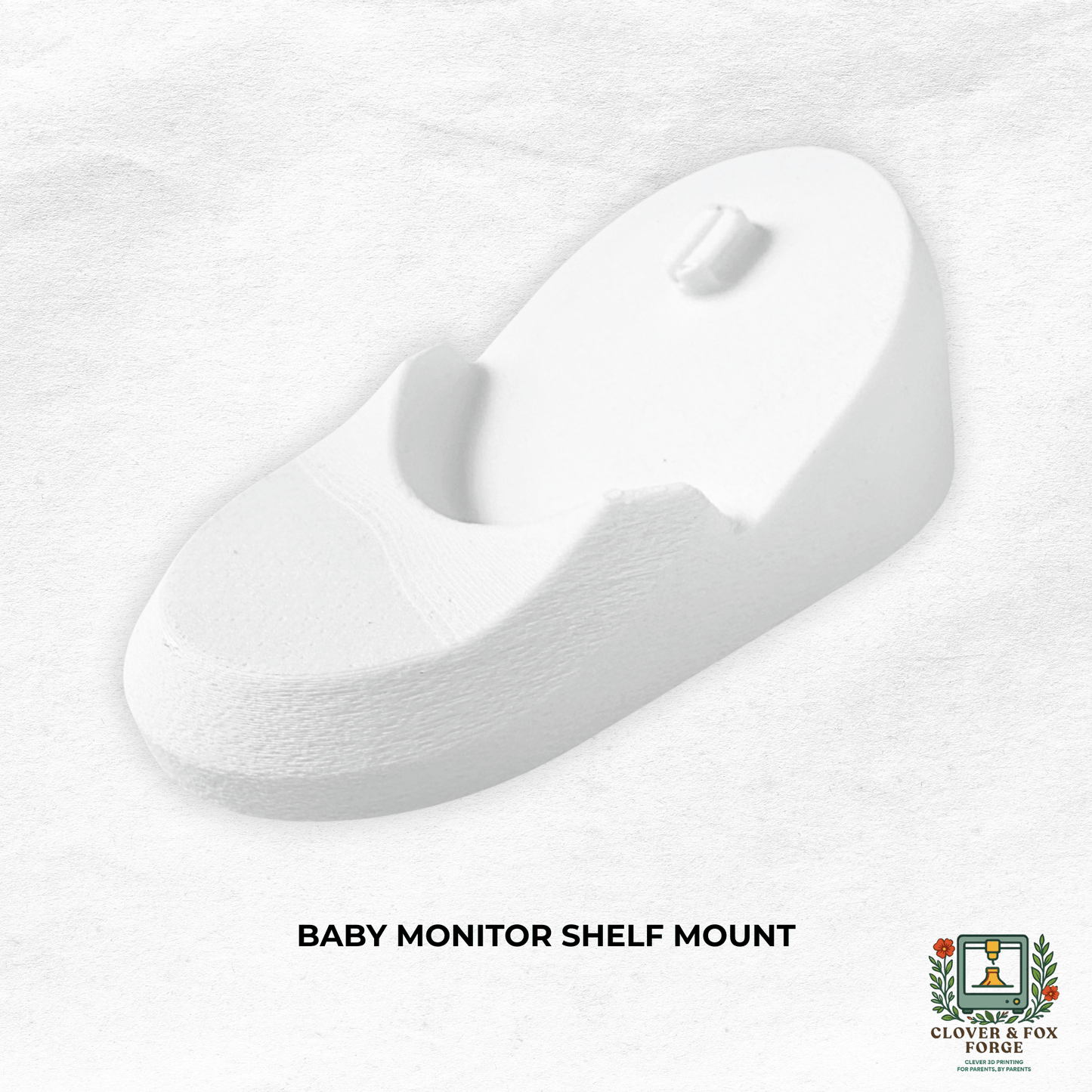 Eufy Baby Monitor Shelf Mount | Angled | E210, no-drill, 3D printed, Australian made, ideal for baby monitor mounts.