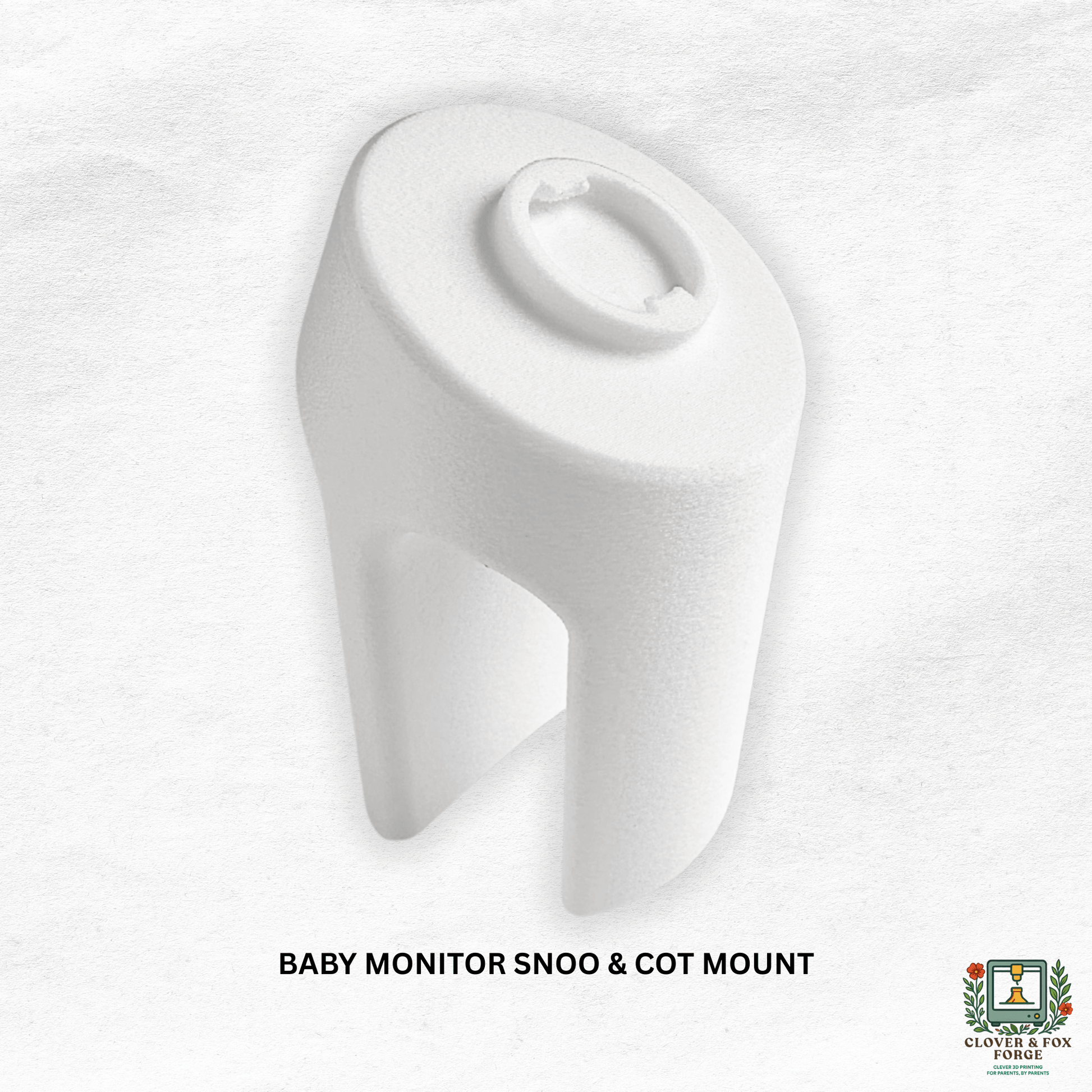 Tweetycam Baby Monitor Snoo & Cot Mount | All Models - white mount for baby monitor, no drill installation.