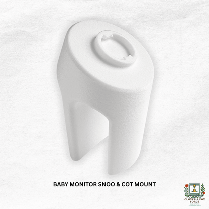 Tweetycam Baby Monitor Snoo & Cot Mount | All Models - white mount for baby monitor, no drill installation.