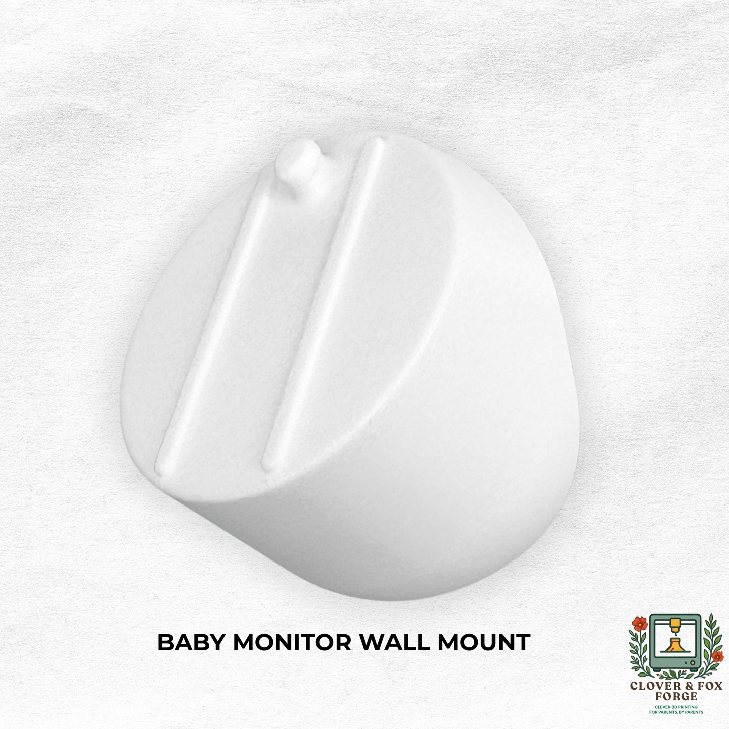 Infant Optics Baby Monitor Wall Mount | Angled | DXR-8 & DXR-8 PRO - white 3D printed design for baby monitor mounting.