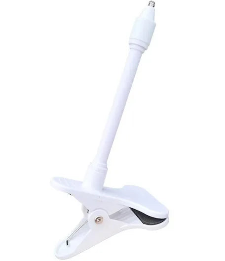 Clip-on flexible baby monitor mounting arm with standard 1/4 inch screw