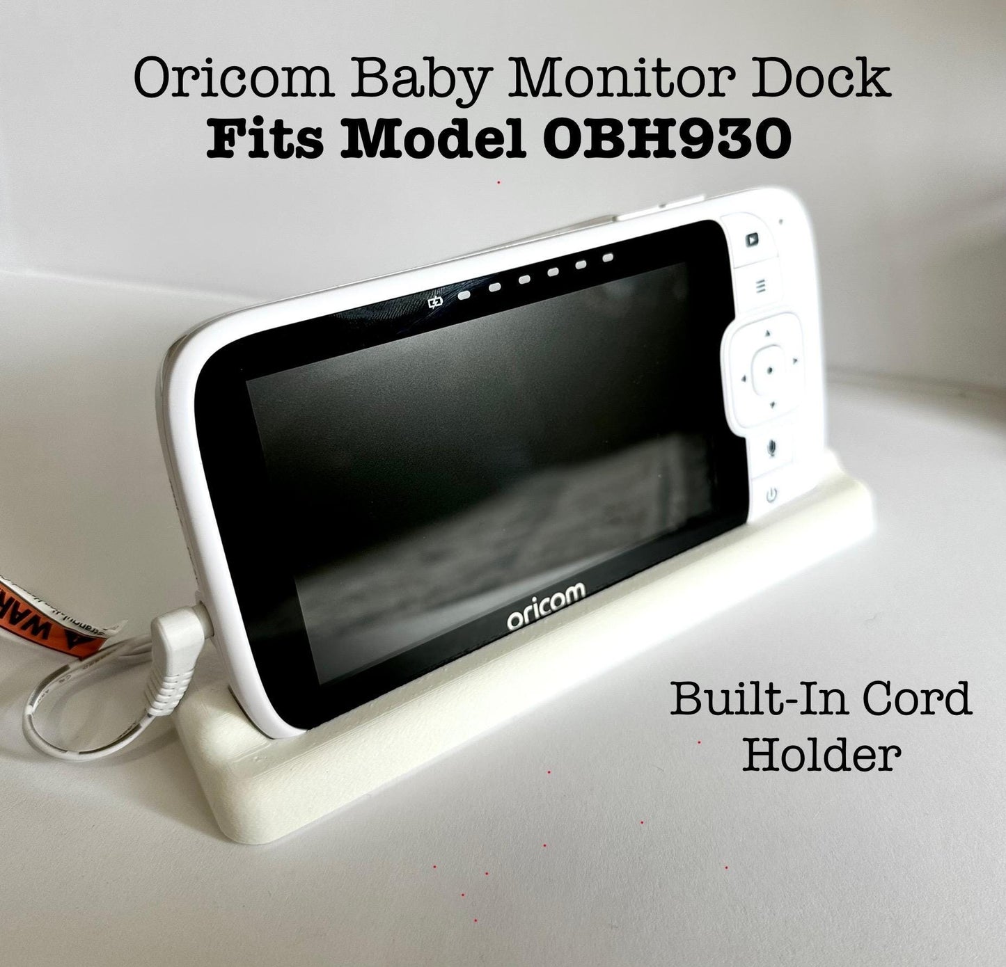 Oricom OBH930 Baby Monitor Dock – Stable 3D-Printed Stand with Cord Holder | Australian Made