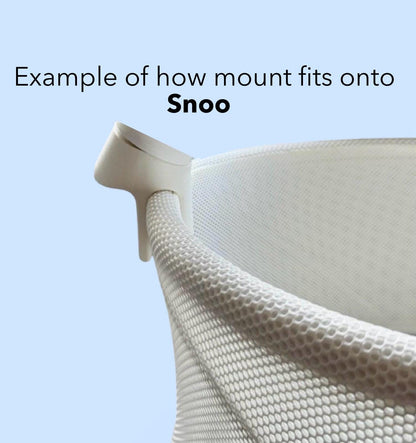 Example of how Oricom Baby Monitor Snoo & Cot Mount | OBH930 fits onto Snoo bassinet rim.