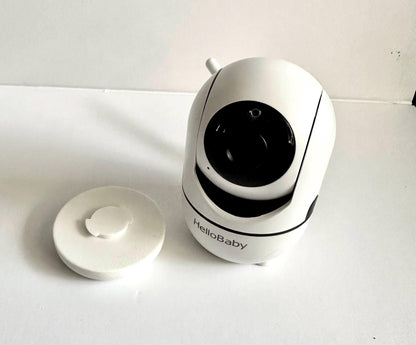 HelloBaby Baby Monitor Mount Adapter | HB6550 | 1/4” Thread with baby monitor camera and mount base.
