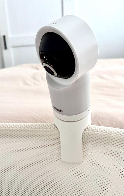 VTech Baby Monitor Snoo & Cot Mount | RM5766HD + More installed on a bassinet for secure monitoring.