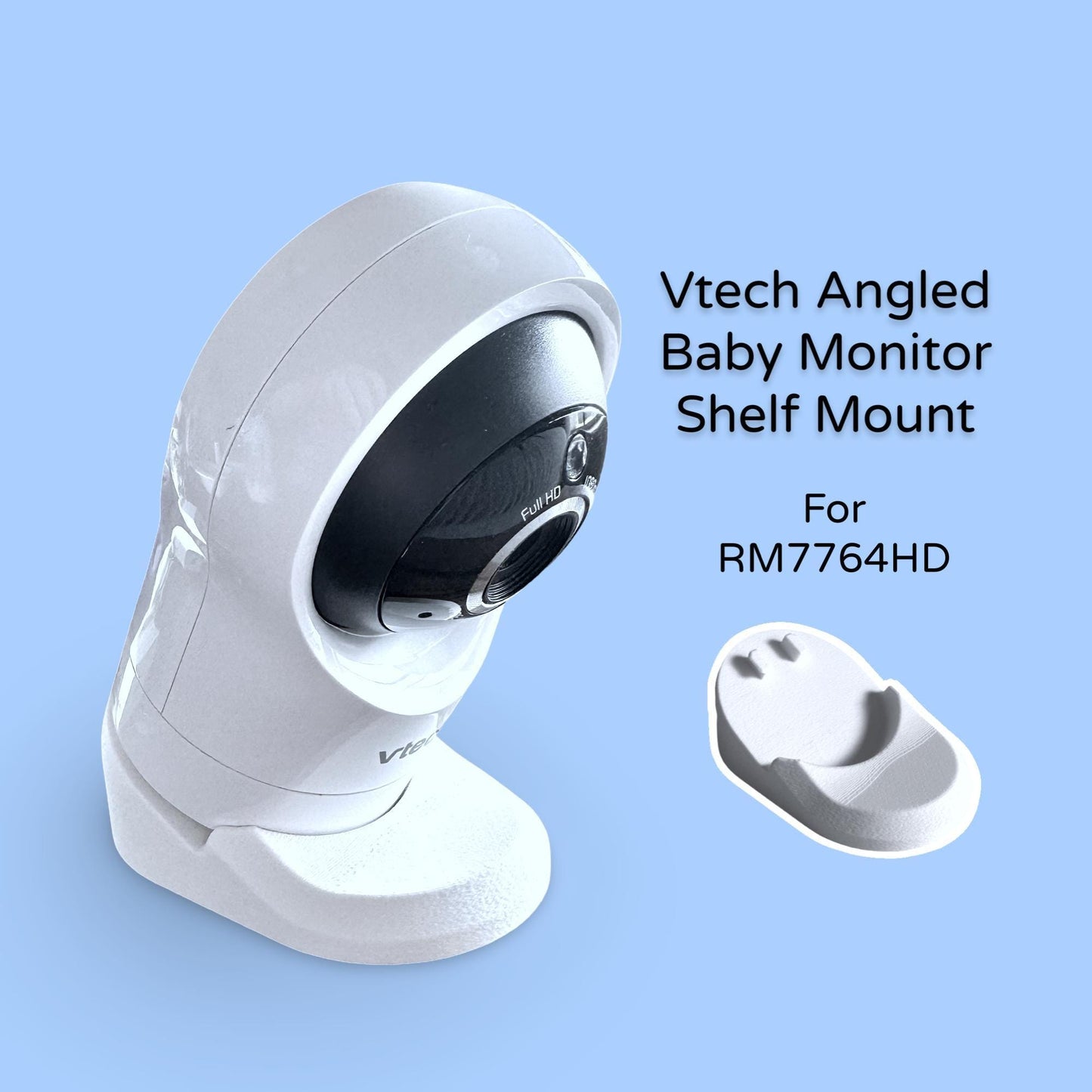 VTech Baby Monitor Shelf Mount – Fits RM7764HD, RM724HD, RM5764HD & More | No-Drill Angled Stand | 3D Printed in Australia