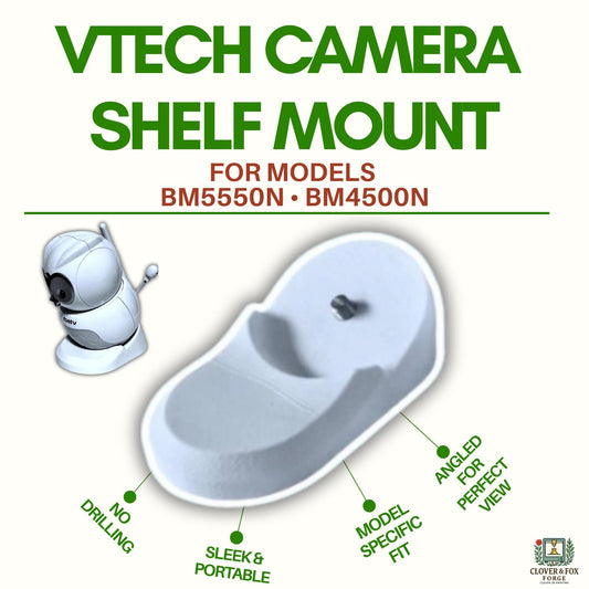 VTech BM4500N & BM5550N Owl Camera Mount, Angled Shelf Stand, No-Drill, 3D Printed