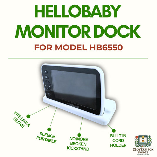 HelloBaby HB6550 Baby Monitor Dock – Stable 3D-Printed Stand with Cord Holder | Australian Made