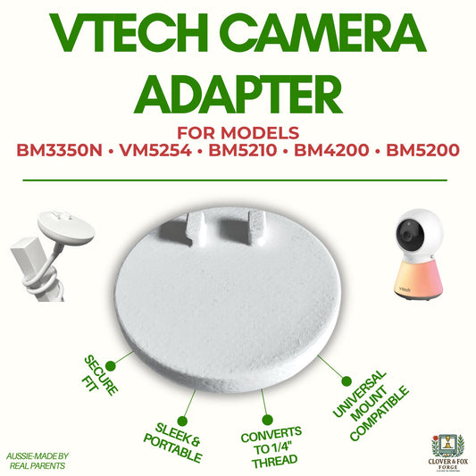 VTech BM3350N / VM5254 / BM5210 / BM4200 / BM5200 Baby Monitor Adapter – Converts to 1/4” Thread | 3D Printed in Australia | Eco-Friendly Family Made