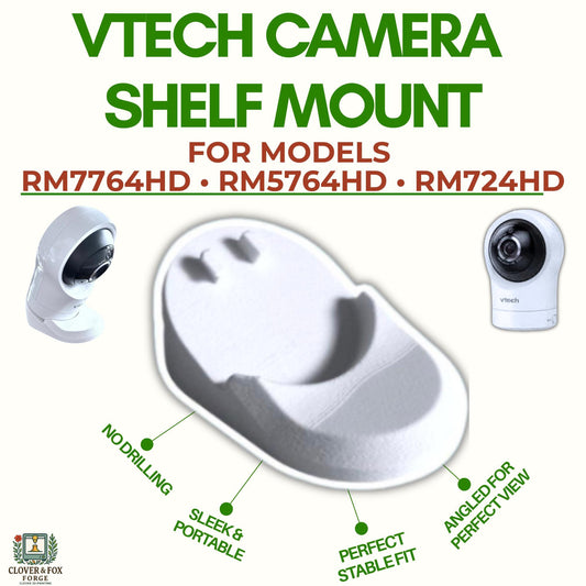 VTech Baby Monitor Shelf Mount – Fits RM7764HD, RM724HD, RM5764HD & More | No-Drill Angled Stand | 3D Printed in Australia