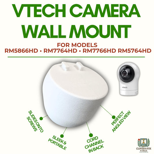 VTech RM-Series Baby Monitor Wall Mount – Fits RM5866HD, RM7766HD & More | 45° Angled Holder with Cord Slot | 3D Printed in Australia