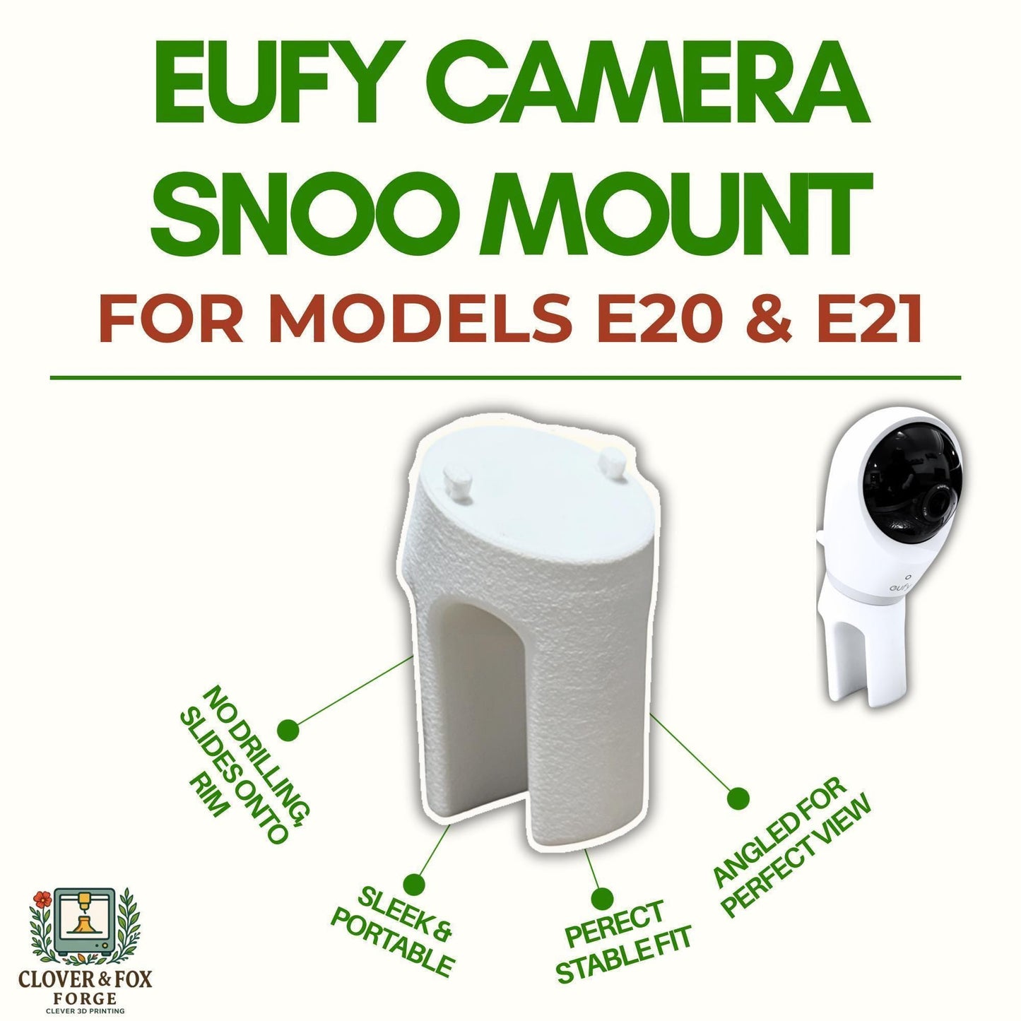 Eufy E21 Snoo Bassinet Clip-On Baby Monitor Mount – 30° Angled No-Drill Camera Holder | 3D Printed in Australia | Eco-Friendly Family Made