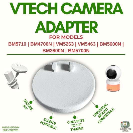 VTech Baby Monitor Adapter – Fits BM5710, BM4700N, VM5263, VM5463, BM5600N & BM3800N | Converts to Universal 1/4” Thread | 3D Printed in Australia