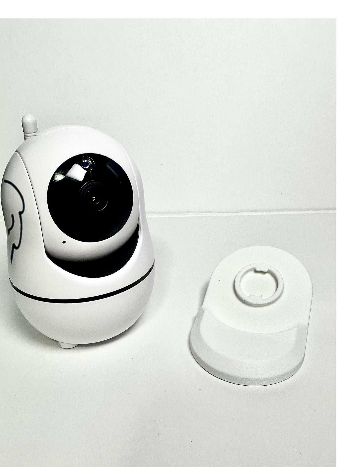 Tweetycam Baby Monitor Shelf Mount | Angled | All Models with baby monitor camera and no-drill adapter base.