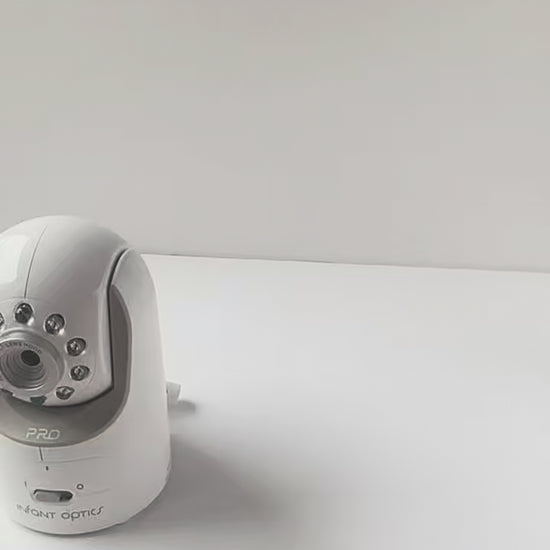 Infant Optics Baby Monitor Shelf Mount | Angled | DXR-8 & DXR-8 PRO displayed with monitor on a white background.