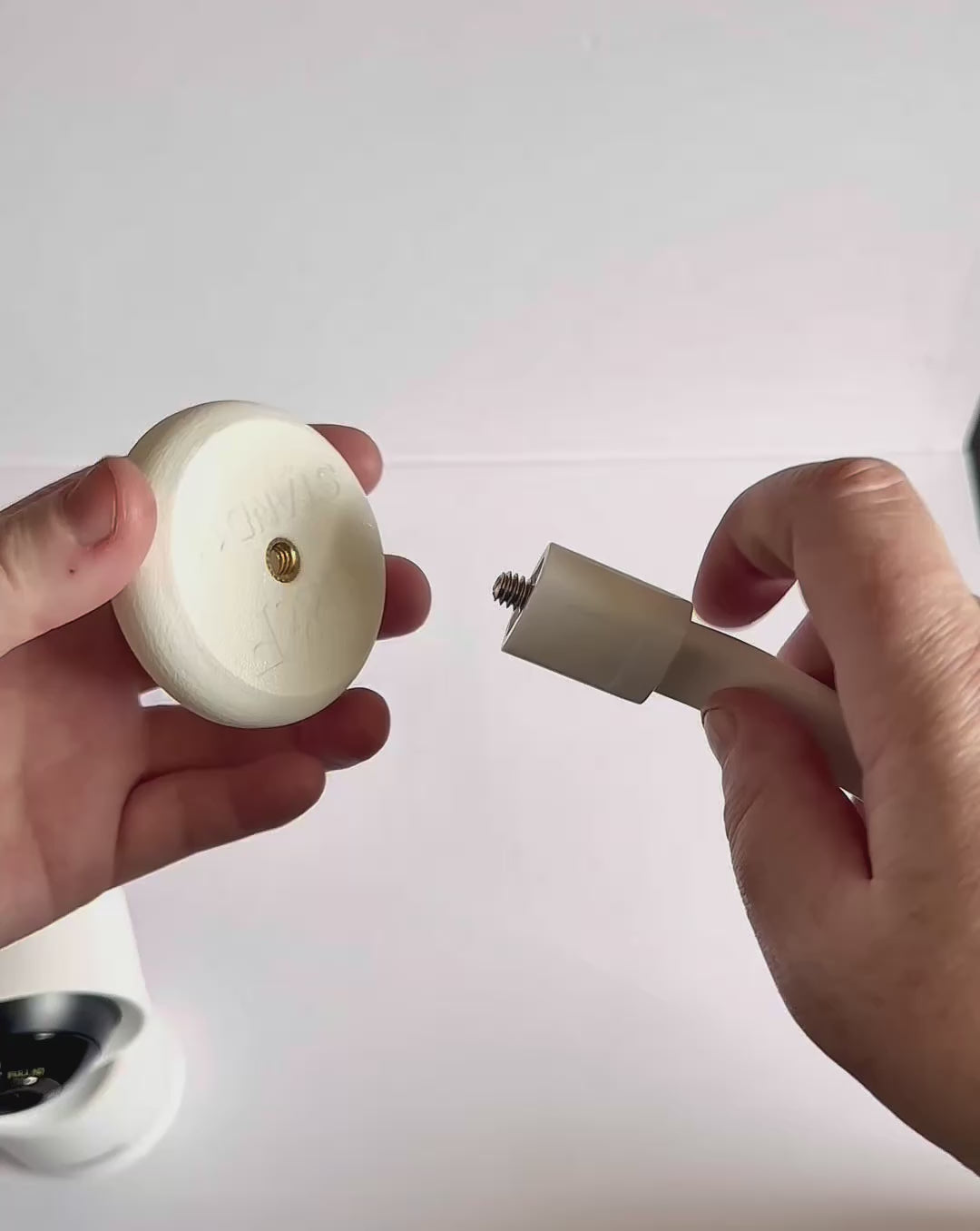VTech Baby Monitor Mount Adapter | RM7766HD & More | 1/4" Thread in use, highlighting the smooth base and threaded component.